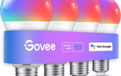 Govee Smart Light Bulbs, Color Changing Light Bulb, Work with Alexa and Google Assistant, 16 Million Colors RGBWW, WiFi & Bluetooth LED Light Bulbs, Music Sync, A19, 800 Lumens, 4 Pack